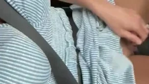 Car Fun… so turned on, I had to rub my pussy in the car, waiting on a girlfriend.