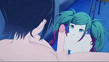 Hatsune Miku (Leo/need) and Hatsune Miku (Wonderlands x Showtime) intense sex. – Project SEKAI VOCALOID Hentai