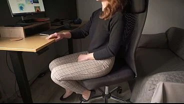 Hot Secretary Teases Camel Toe In Office Trousers