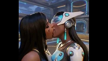 Pharah x Symmetra lesbian kissing (Overwatch/AI generated)