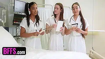 Three Hot Doctors Take Turns Bouncing Up And Down On Lucky Patients Dick