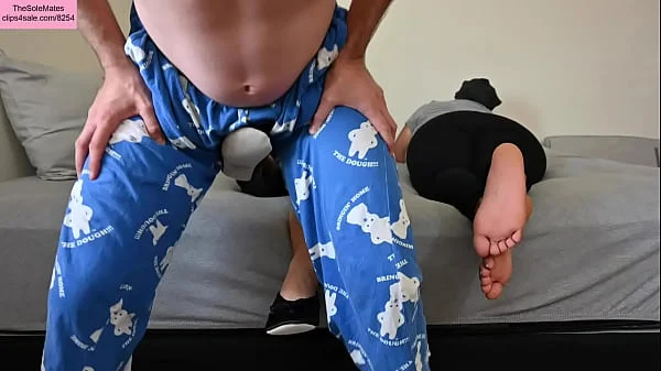 TSM – Dylan light ballbusting, Astrid posing in background