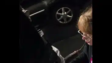 White girl throated by BBC on top of parking garage