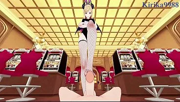 Yuzuki Choco (Bunny Girl) and Nanashi Mumei (Bunny Girl) intense sex. – Hololive VTuber POV Hentai