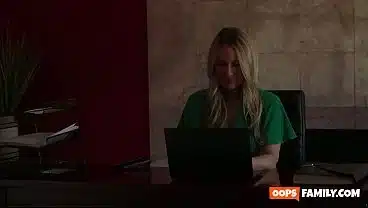 A blonde MILF with enormous bra-stuffers and a big booty rails her stepson in the cowgirl pose while her mother-in-law watches and joins in with deep throating, providing a blowjob, and filthy talking.
