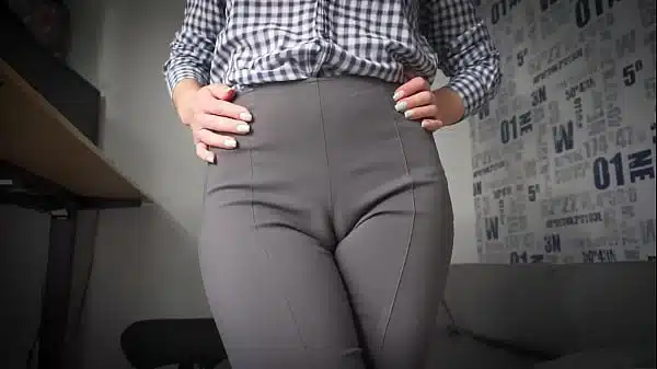 Hot Coworker Teases Camel Toe In Trousers